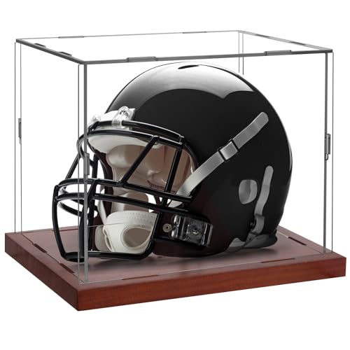 Mini Helmet Acrylic Display Case Solid Wooden Base