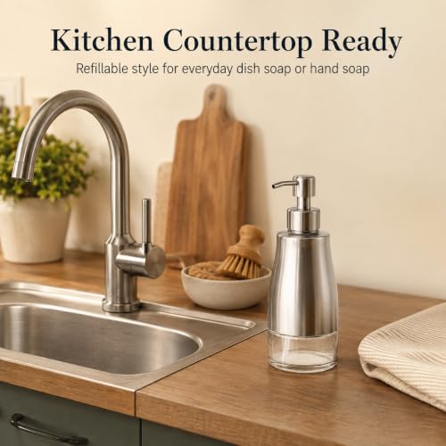 Non Slip Soap Dispenser with Brushed Nickel Stainless Steel Case