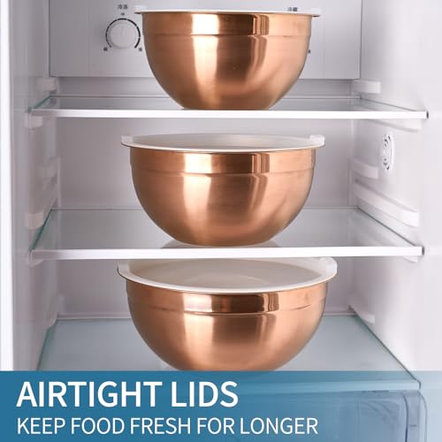 Rose Gold Mixing Bowls With Airtight Lids