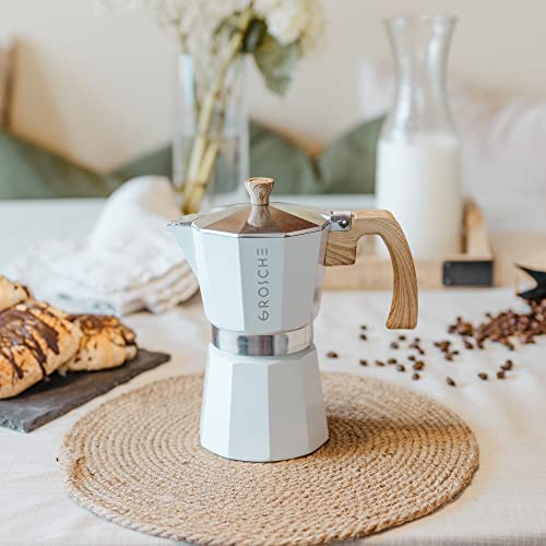 Milano Stovetop Espresso Maker Moka Pot 6 espresso Cup 9.3 oz White