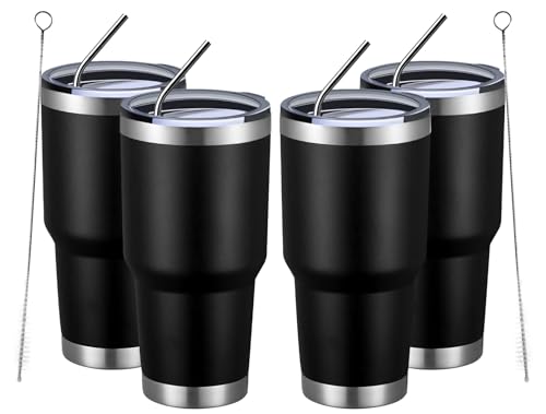 30oz Insulated Tumbler With Lids and Straws (4 Count)