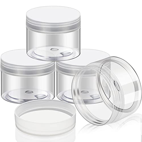 4 Pcs Plastic Jars Wide Mouth with Lids