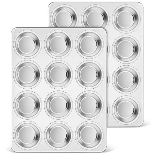 Stainless Steel Muffin Cupcake Pan Set 12 Cups