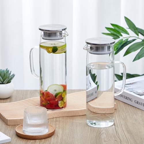 2 Sets Glass Pitcher with Lid (2 Count)