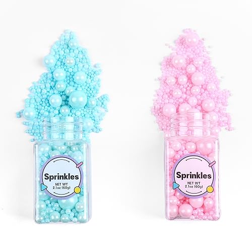 Edible Pink and Blue Sprinkles for Cake Decorating (4.2 Ounce)