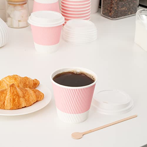 Ripple Wall Coffee Cups 500 Count 8 Ounce Insulated Light Pink Paper Cups