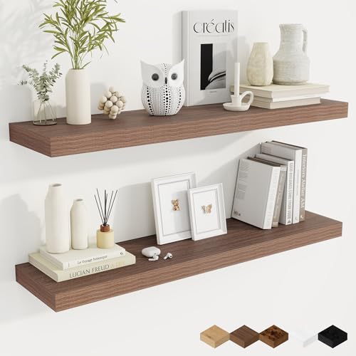 40 Inch Walnut Floating Shelves (2 Count)