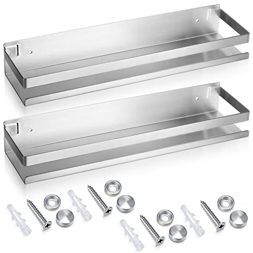 2 Pieces Stainless Steel Shelf Bathroom Shower Floating Shelves Wall Mounted Shower Caddy Basket Shelf Storage Organizer Shelves for Bathroom