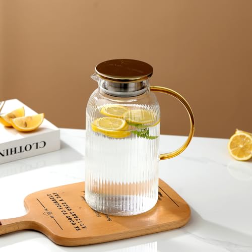 68 oz 2 Liter Glass Pitcher with Lid