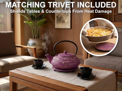 40 Oz Purple Dragon Cast Iron Teapot