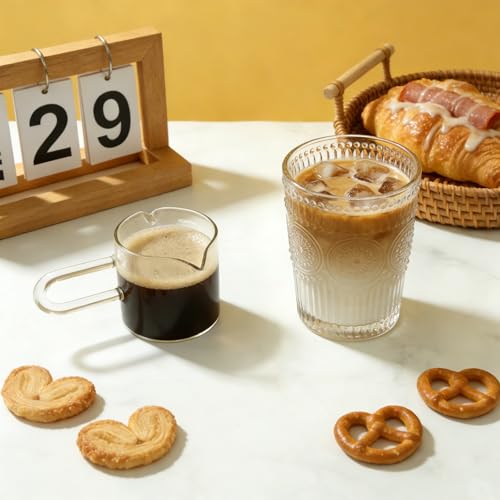 250ML 8.5OZ Espresso Glass Measuring Cup Triple Pitcher Milk Cup Espresso Cups with U