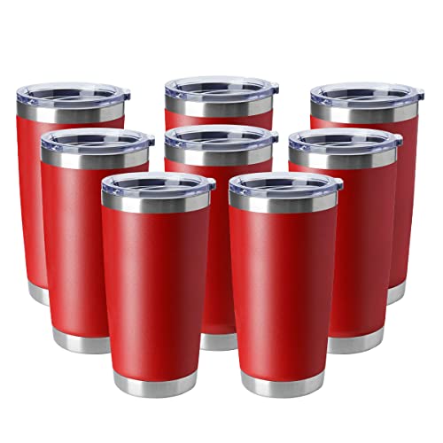 20oz Tumblers Stainless Steel Mugs with Lid Double Wall Vacuum Insulated Coffee Cups for Cold & Hot Drinks (8 Count)
