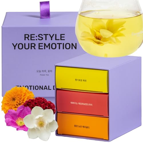 Korean Food Premium Flower Tea Gift Set Organic Caffeine (15 Count)