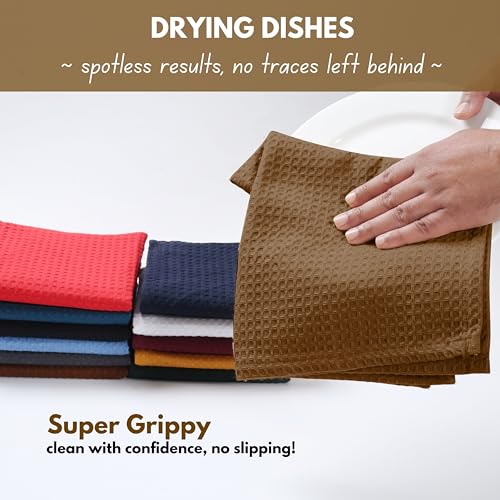 Waffle Weave Dish Towels 12 Pack 100% Cotton (12 Count)