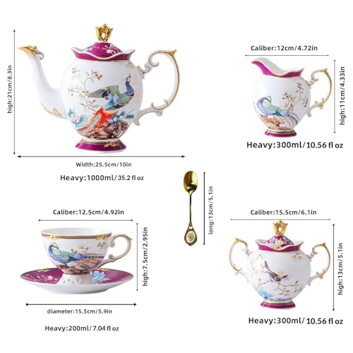Bone China Tea Set for Adults with Teapot