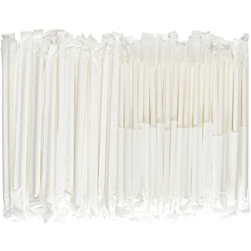 400 Pack] Compostable Short Paper Straws Individually Wrapped (400 Count)