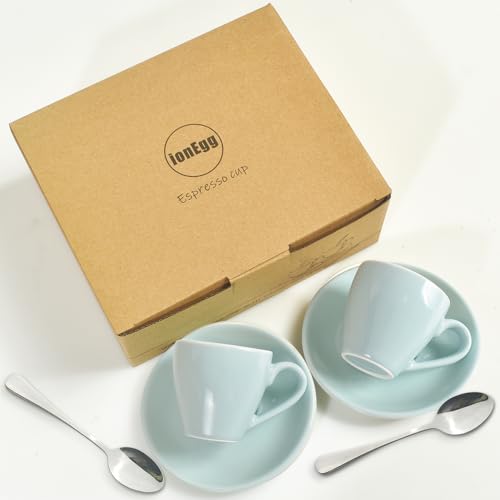 Porcelain Espresso Cup with Saucer And Stainless Steel mini Spoons (7 Count)