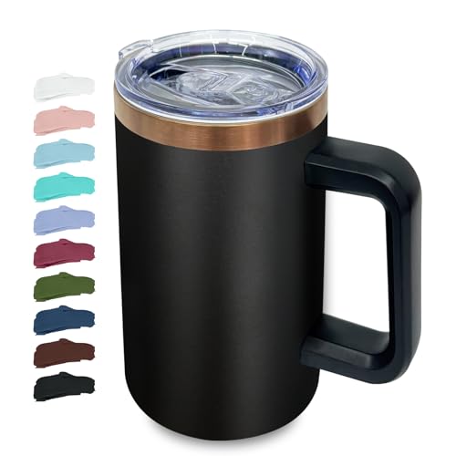 22oz Insulated Coffee Mug Bulk with Handle and Lid Black