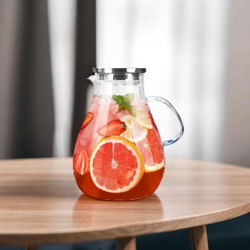 1 Gallon Glass Pitcher with Lid and Handle