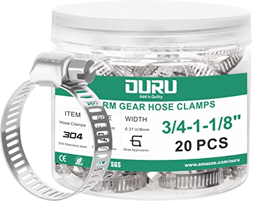 20PCS Hose Clamps Stainless Steel Adjustable 3