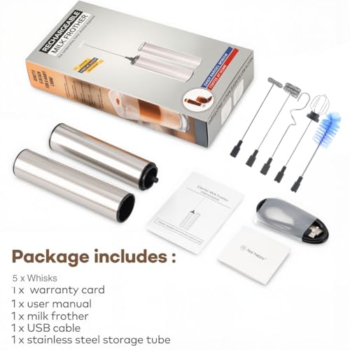 Rechargeable Milk Frother Handheld Electric Frother Wand Milk Foamer Drink Mixer for Coffee