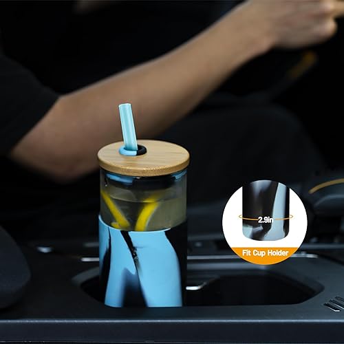 20 oz Glass Tumbler with Lids and Straws