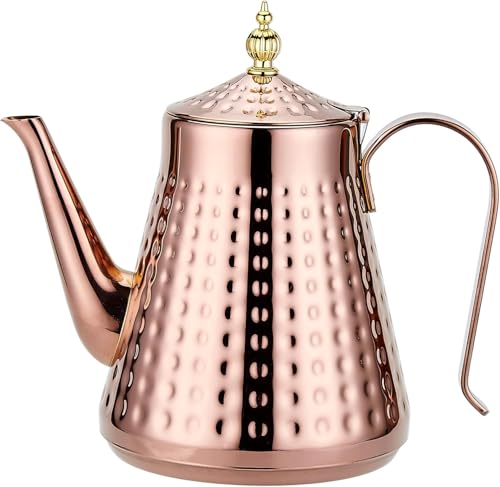 1.6L(54oz) Stainless Steel Hammer Patterned Teapot With Removeable Infuser,Loose leaf cover,Copper