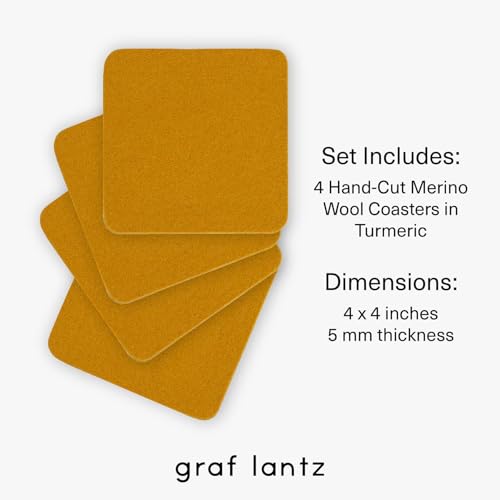 Bierfilzl Merino Wool Square Coasters Set of 4 (4 Count)