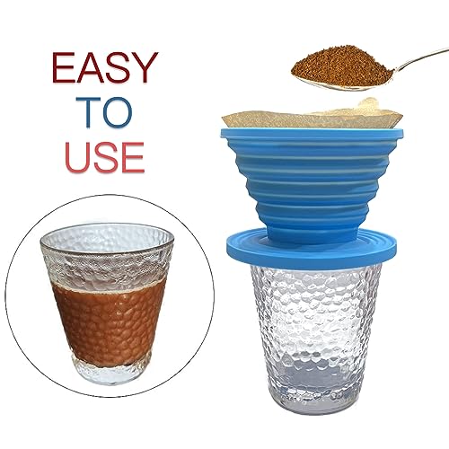 Collapsible Coffee Dripper Filter Reusable with 5 Paper Filters