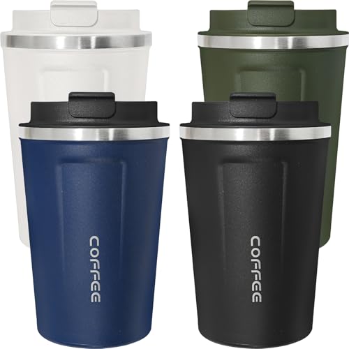 4 Pack Travel Coffee Mug 12oz Insulated Coffee Cup with Lid (4 Count)