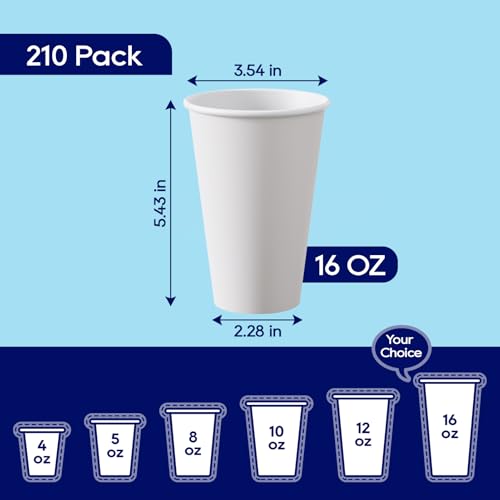 210 Pack 16 oz Disposable Paper Coffee Cup (210 Count)