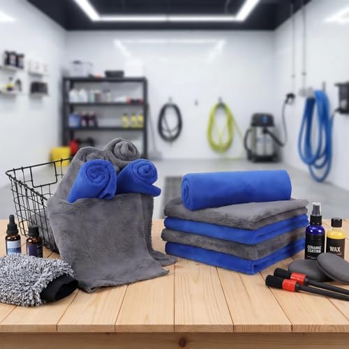 30 Pcs 16 x 16 Inch Edgeless Microfiber Plush Towels for Cars Detailing Drying Wash Polishing Absorbent Cleaning Cloths (30 Count)