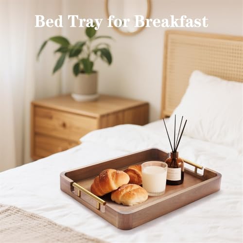 Acacia Wood Serving Tray with Handles