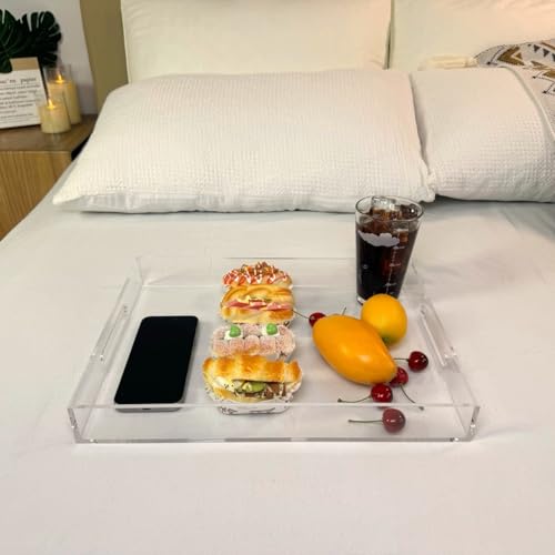 Clear Sturdy Acrylic Serving Tray with Handles