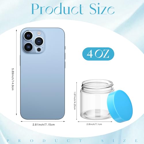 4 Pcs Plastic Jars Wide Mouth with Lids (4 Count)