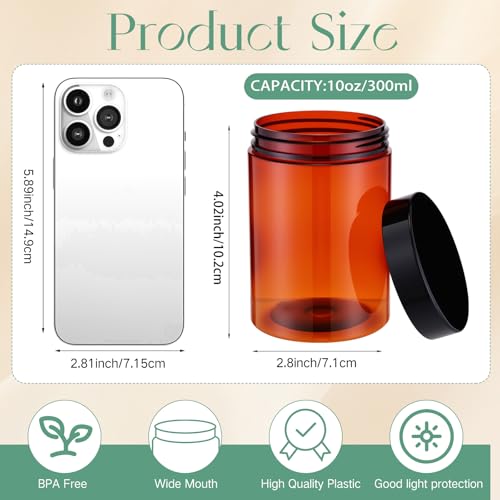 4 Pcs Plastic Jars Wide Mouth with Lids (4 Count)