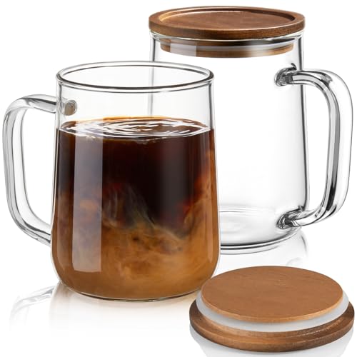 Large Glass Coffee Mugs (2 Count)