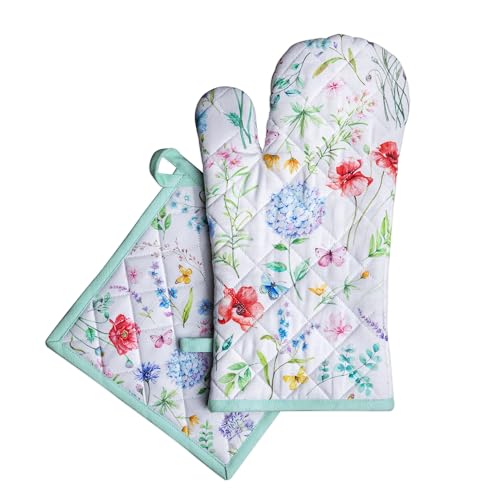 100% Cotton Oven Mitt & Pot Holder Set