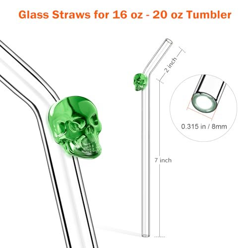 Skull Glass Straws with Charms (8 Count)