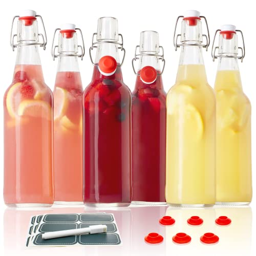 Clear Swing Top Glass Bottles (6 Count)