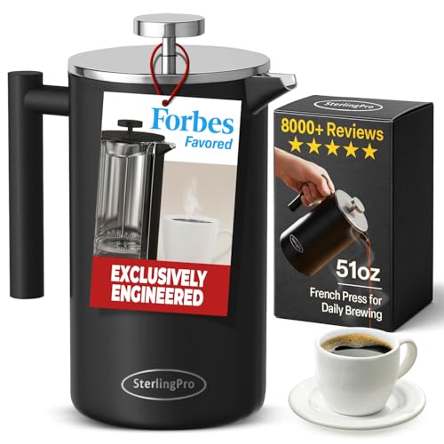 Non Toxic Large Insulated Stainless Steel French Press Coffee Maker 51oz Capacity