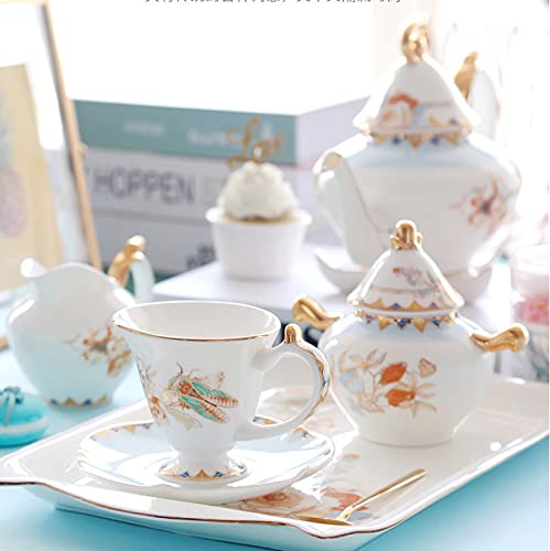 Porcelain Tea Sets Tea Set with Teapot Afternoon Tea Set for Adults Vintage Coffee Cups and Saucer Sugar Bowl