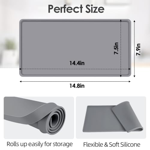 Silicone Coffee Maker Mat with Lip for Countertops