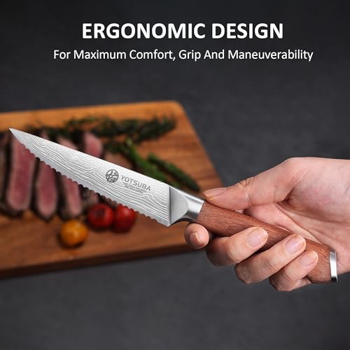 Steak Knives Set of 6 with Full Tang Rosewood Handle (6 Count)