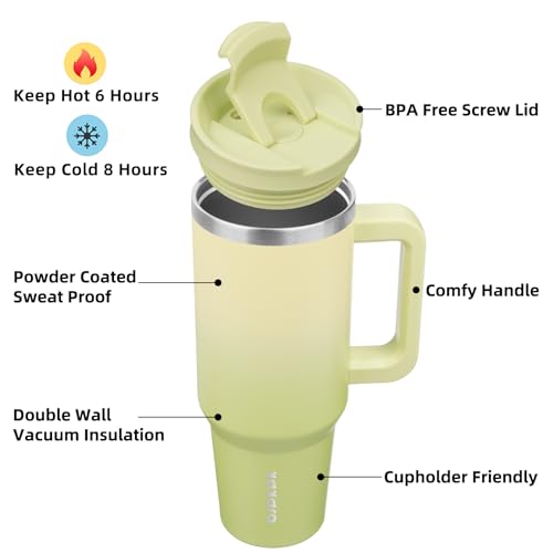 40 oz Insulated Tumbler with Handle & Straw