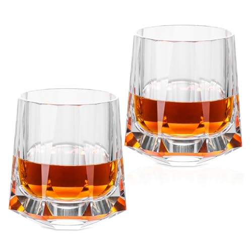 Crystal Whiskey Glasses Set of 2 Hand Blown Old Fashioned Glasses (2 Count)