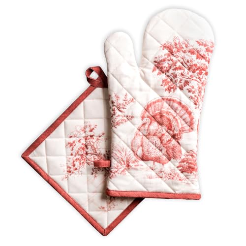 100% Cotton Oven Mitt & Pot Holder Set