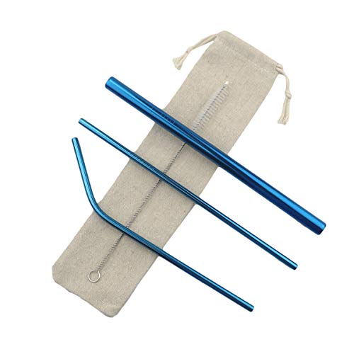 Metal Straws Stainless Steel Straws 8.5" Drinking Straws Reusable 3 Set