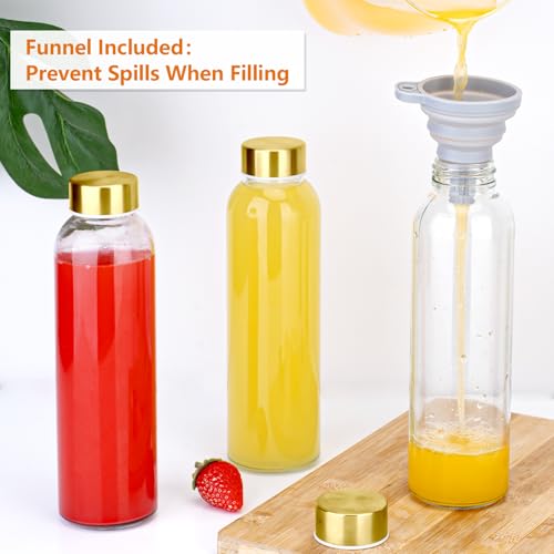 18 oz Glass Juice Bottles with Gold Lids (3 Count)