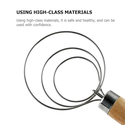 Danish Dough Whisk with Dough Scraper 10" Dutch Bread Whisk Bread Mixer Stainless Steel Dutch Bread Dough Whisk with Wooden Handle Dutch Whisk Baking Tools for Sourdough